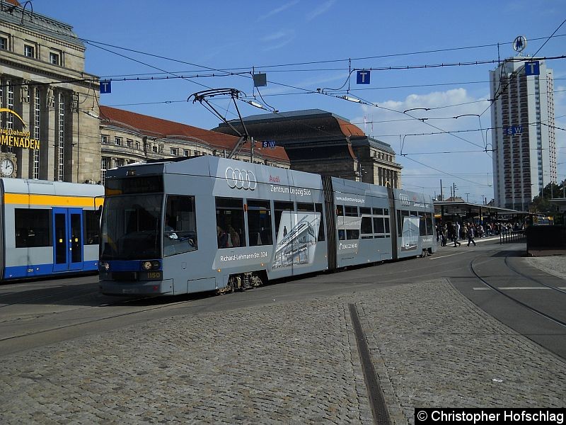 Bild: Tw 1150 auf der Linie 4 am Hauptbahnhof.