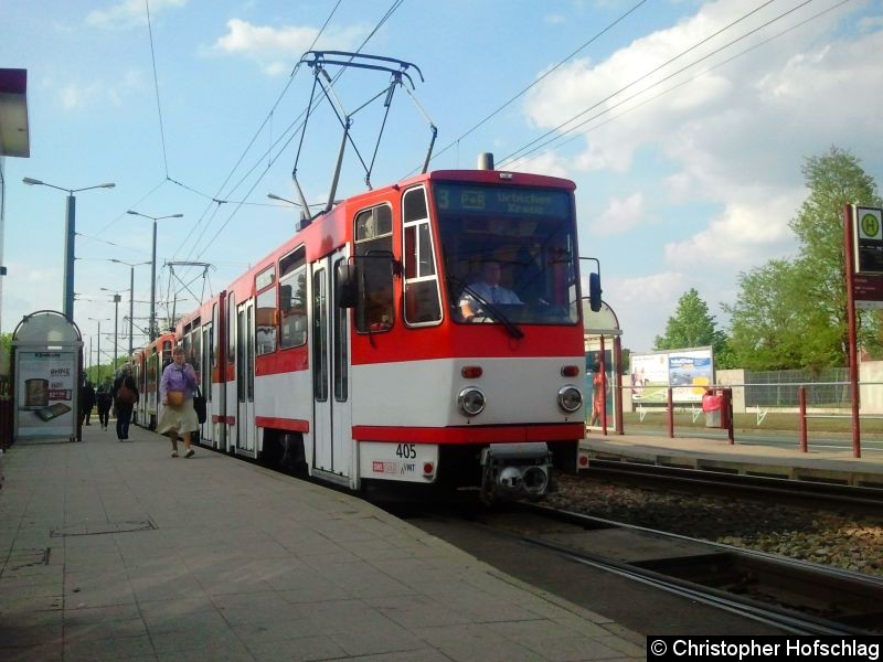 Bild: TW 405+522+435 auf der Linie 3 am Klinikum.