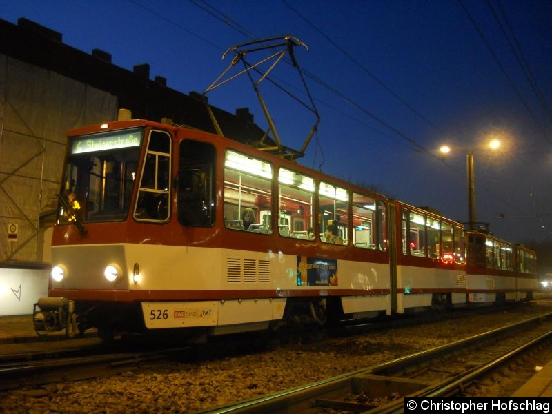 Bild: TW 526+405 auf der Linie 6 am Klinikum.