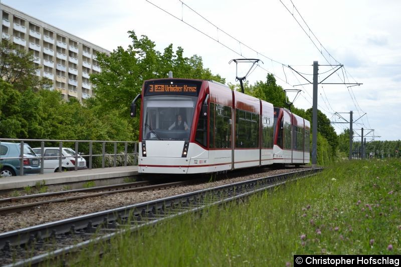 Bild: TW 722+721 als Linie 3 am Europaplatz.