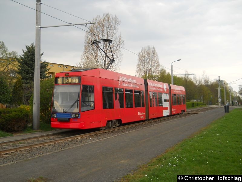 Bild: TW 1115 auf der Linie 10 in Lößnig.