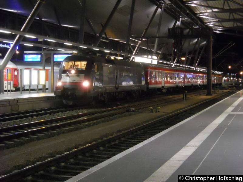 Bild: RB aus Leipzig endet gegen 1.10 Uhr in Erfurt Hauptbahnhof.