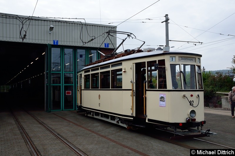 Bild: Historischer Triebwagen 92 beim Tag der offenen Tür im Betriebshof Südost.