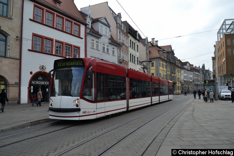 Bild: TW 640 als Linie 1 zum Europaplatz auf dem Anger.