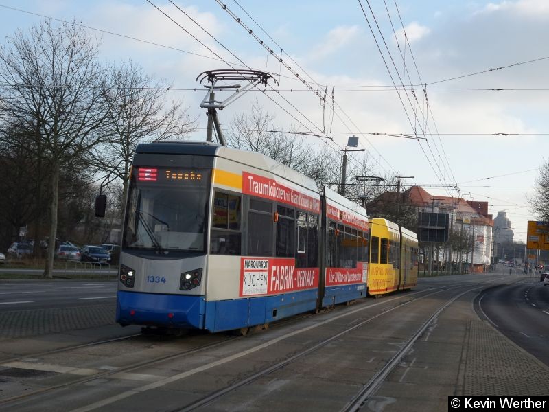 Bild: Linie E nach Taucha über Riebeckstraße, Torgauer Platz und Torgauer Straße