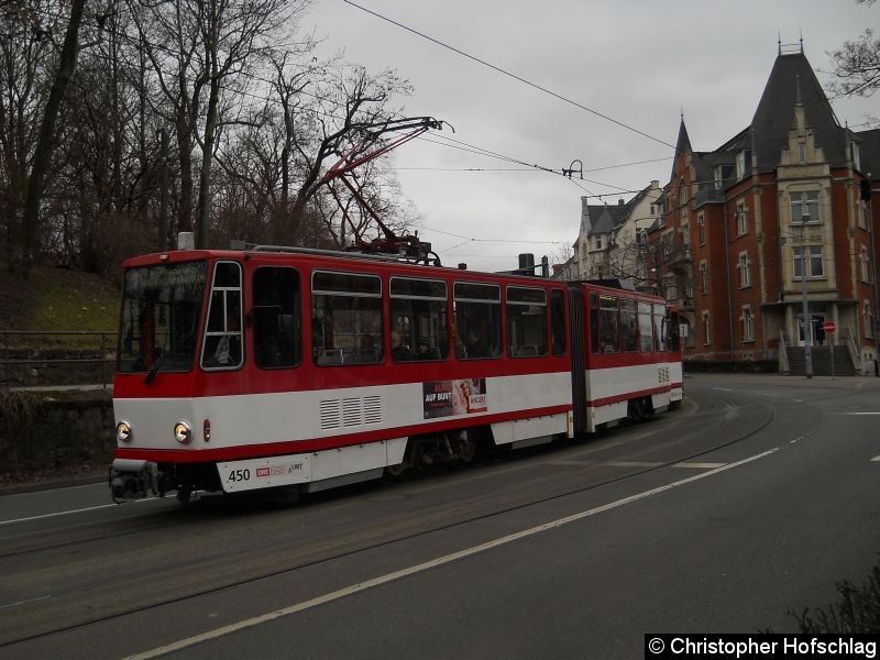 Bild: TW 450+490 als Linie 1 am Stadtpark.