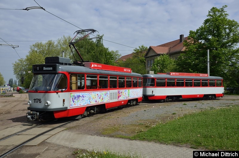 Bild: Sonderfahrt mit 1176 + 204: In der Wendeschleife Frohe Zukunft.