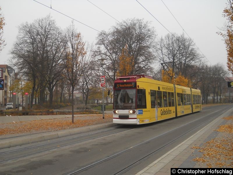 Bild: TW 610 auf der Linie 5 an der Haltestelle Ilversgehofner Platz in Richtung Hauptbahnhof.