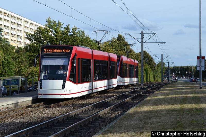 Bild: TW 722+724 als Linie 3 am Europaplatz.