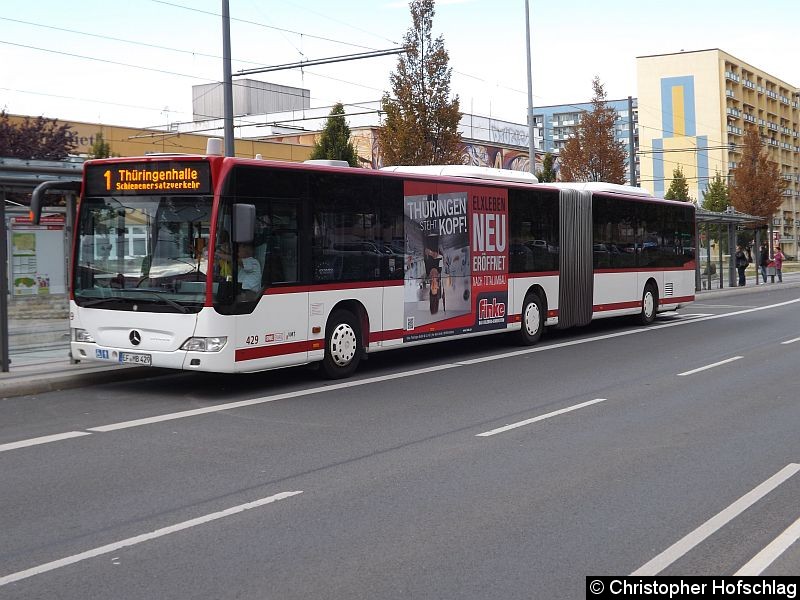 Bild: Rieth als SEV-Linie 1 in Richtung Betriebshof Magdeburger Allee