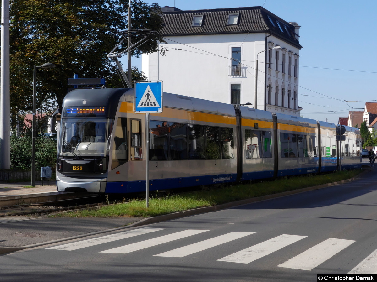 Bild: TW 1222 als Linie 7 in Böhlitz-Ehrenberg.