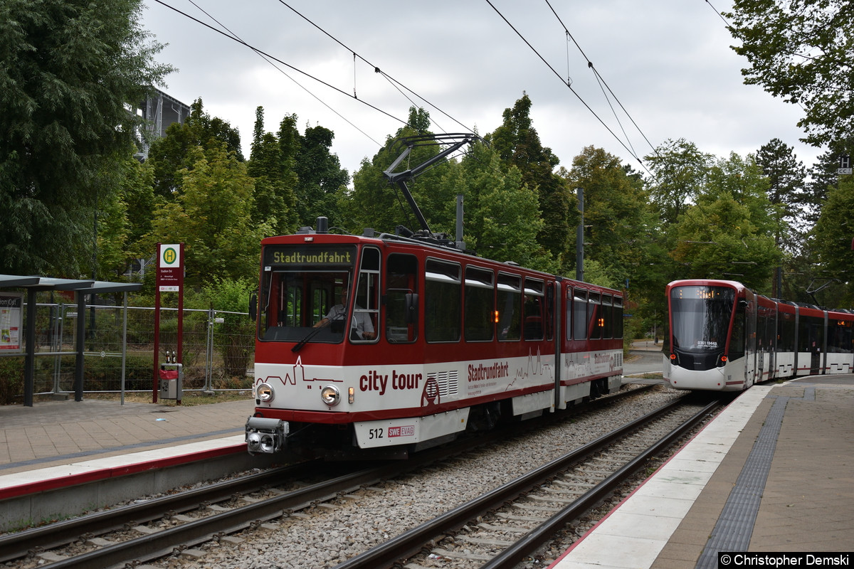 TW 512 an der Haltestelle Stadion Ost in Richtung Urbicher Kreuz.