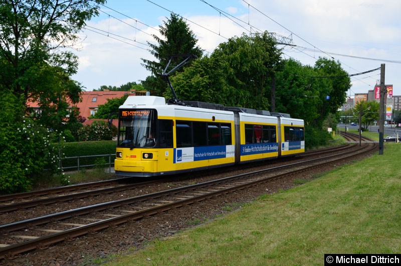 Bild: 1544 als Linie M6 kurz vor der Haltestelle Landsberger Allee/Rhinstr.