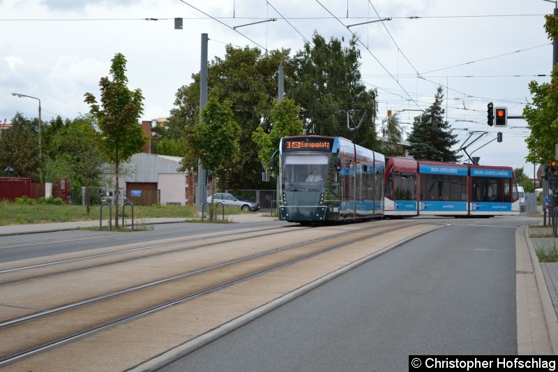 Bild: Tw 718+717 als Linie 3 in der Vollbrachtstraße.