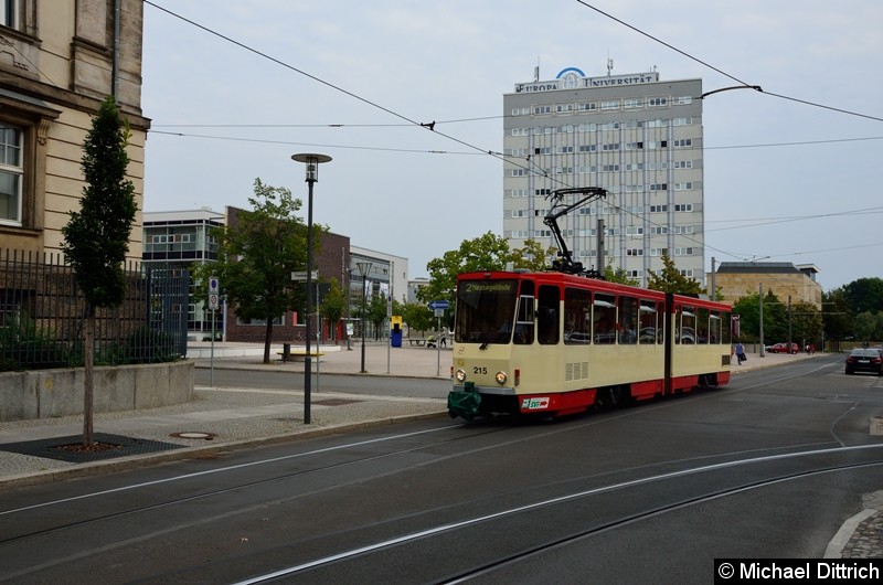 Bild: Wagen 215 als Linie 2 zum Messegelände in der Logenstraße.