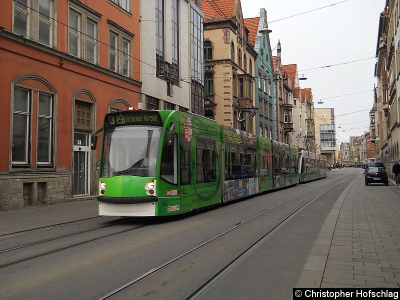 Bild: Tw 632+621 in der Bahnhofstraße auf der Linie 3.