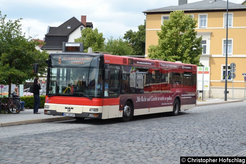 Bild: Wagen 189 als Linie 5 am Hauptbahnhof.