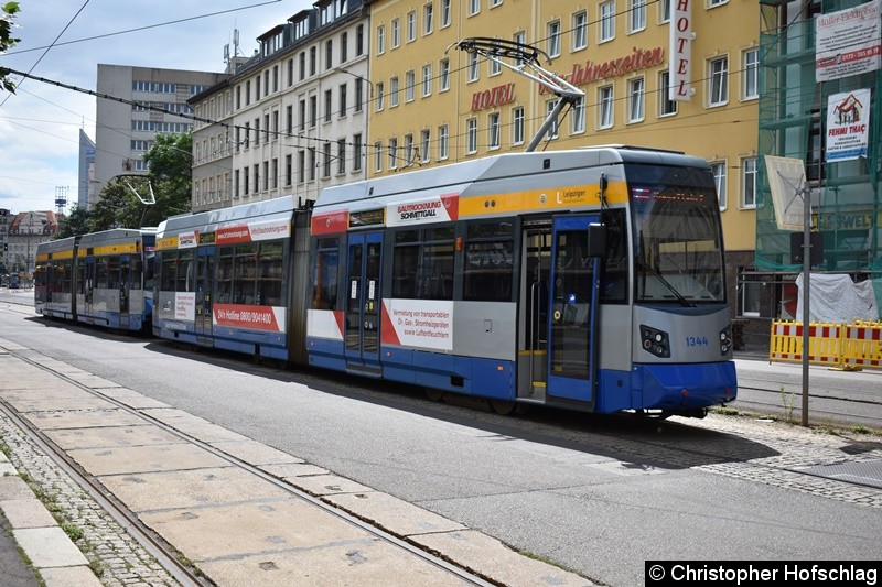 Bild: TW 1344+1325 als Dienstfahrt Westseite des Hauptbahnhofs.