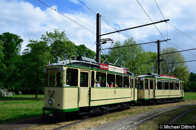 Bild: Wagen 23 und 124 in der Wendeschleife Herrenkrug.