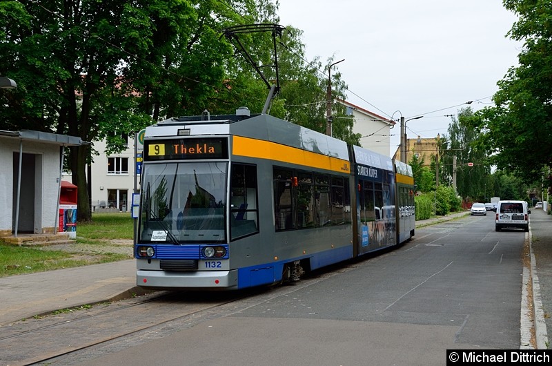 Bild: 1132 als Linie 9 in Markkleeberg West.