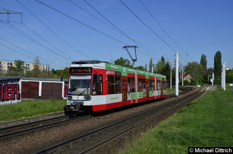 Bild: 619 als Linie 16 kurz nach der Abfahrt in Beesen.