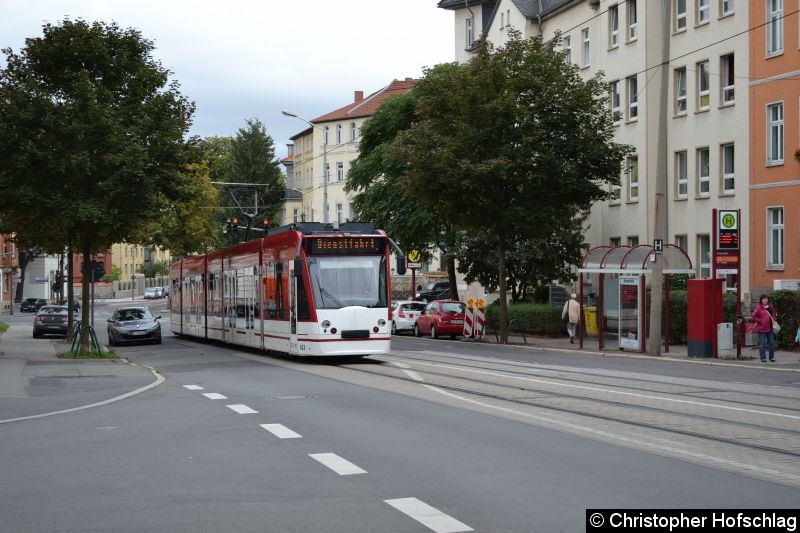 Bild: TW 623 als Dienstfahrt in der Nordhäuser Straße.