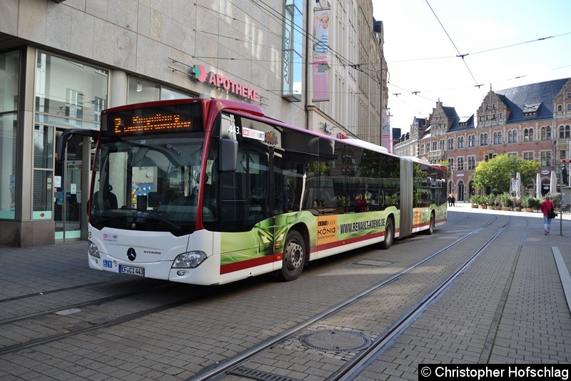 Bild: Wagen 443 als SEV 2 an der Ersatzhaltestelle Anger.