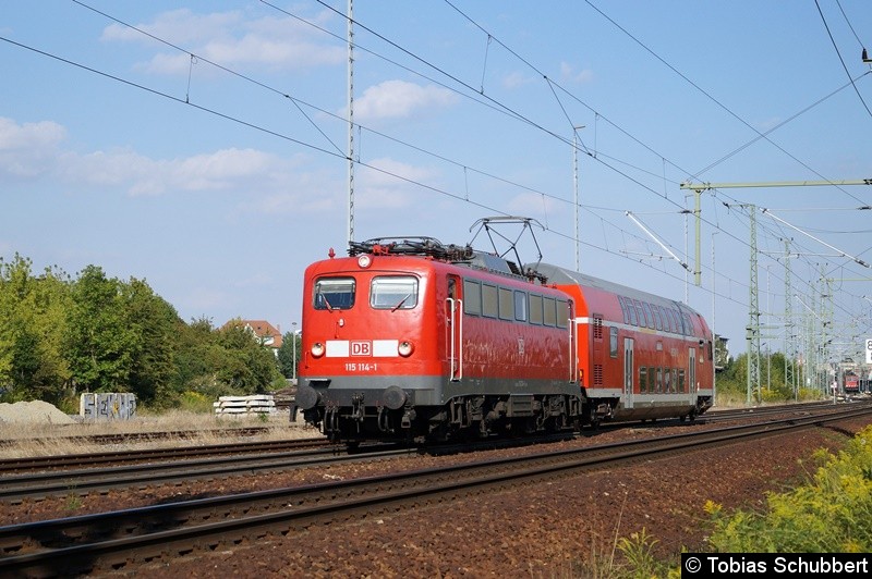 Bild: 115 114-1 mit einen Dosto-Steuerwagen dran. Auf dem Weg nach München.