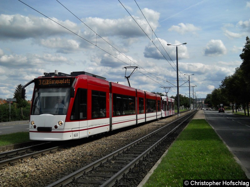 Bild: In der Nordhäuser Straße (Höhe Polizeiwache Erfurt Nord) als Linie 3