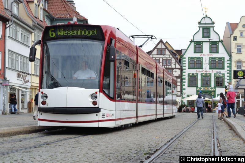 Bild: TW 655 als Linie 6 an der Haltestelle Domplatz Süd.