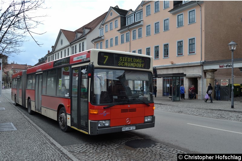 Bild: Wagen 172 als Linie 7 bei der Abfahrt am Goetheplatz.