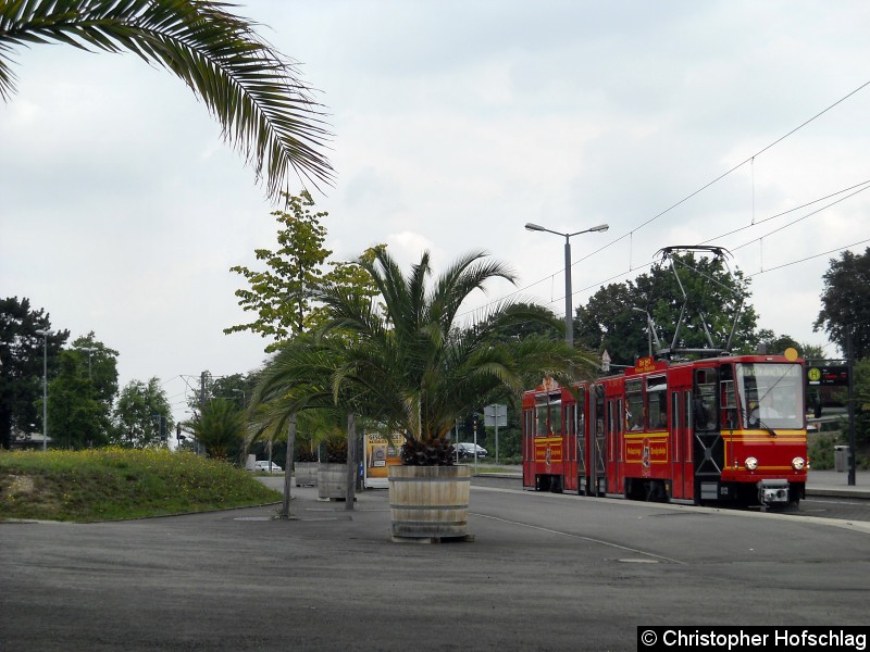 Bild: Geburtstagtatrabahn an der Haltestelle ega.