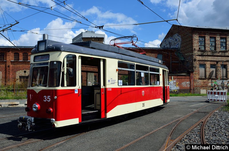Bild: Wagen 35 auf dem Gelände des Vereins der den Wagen betreut.