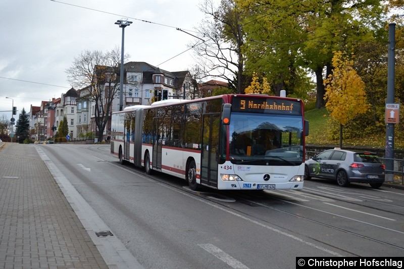 Bild: Wagen 434 als Linie 9 in Bereich Schillerstraße/Hauptbahnhof.