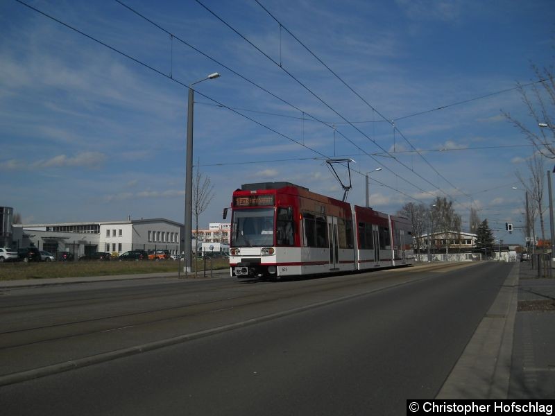 Bild: TW 603 auf der Linie 1 in der Mittelhäuser Straße.