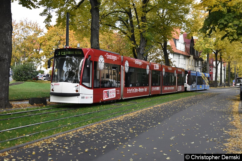 Bild: TW 649+701 als Linie 3 in der Windthorsttraße in Richtung Urbicher Kreuz.