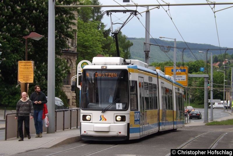 Bild: TW 601 an der Haltestelle Paradiesbahnhof.