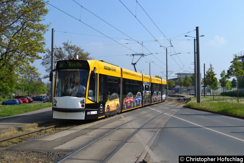 Bild: TW 650 als Linie 6 auf der Nordhäuser Str.