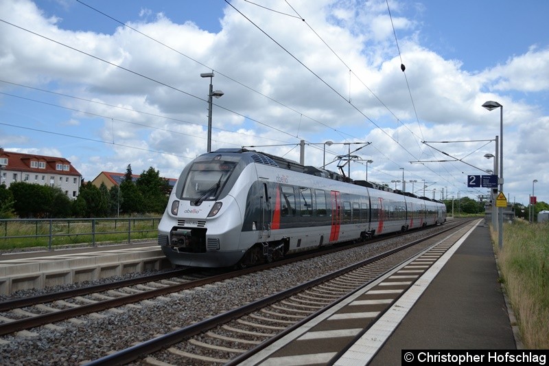 Bild: 9442 604-6 bei der Einfahrt in den Bahnhof Erfurt-Vieselbach