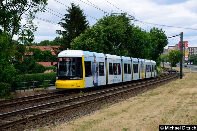 Bild: 8004 als Linie M6 kurz vor der Haltestelle Landsberger Allee/Rhinstr.