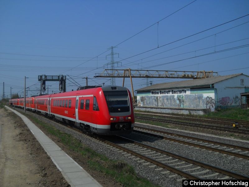 Bild: 612 525 an der Spitze einer Dreifachtraktion kurz vor Erfurt Vieselbach.