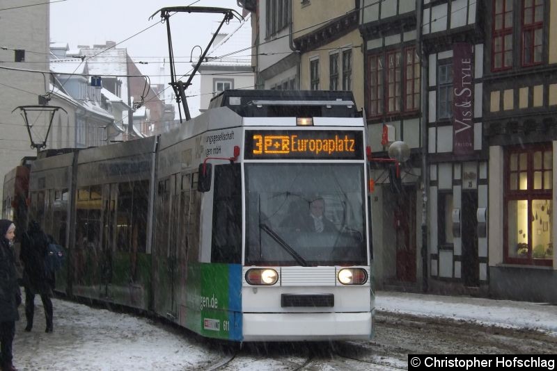 Bild: TW 611+613 als Linie 3 in der Markstraße.