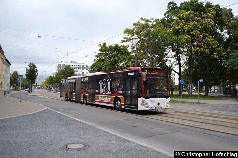 Bild: Wagen 441 als SEV 2 in Bereich Leipziger Straße.