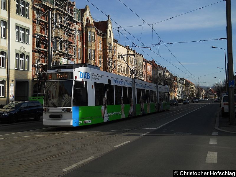 Bild: TW 611 auf der Linie 6 in der Nordhäuser Straße.