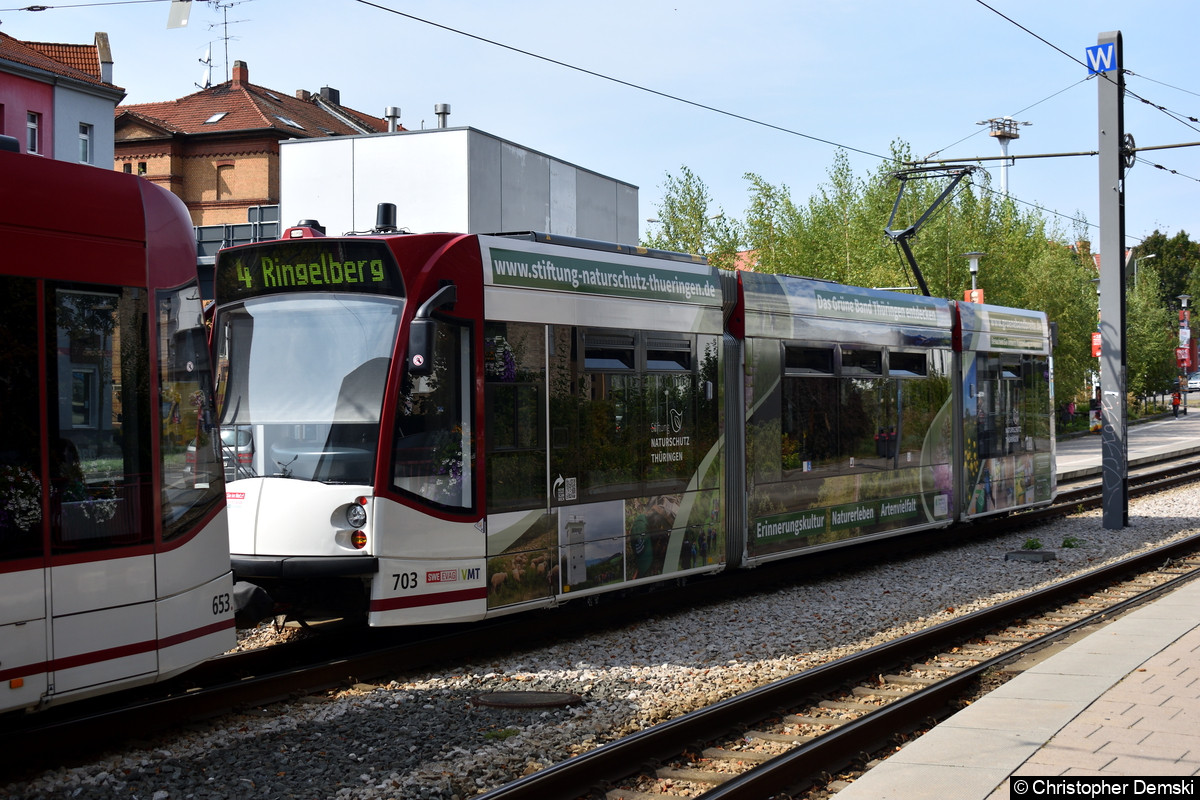 TW 703 als zweiter Wagen am Gothaer Platz.