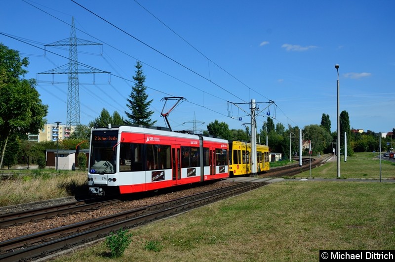 674 + 673 als Linie 2 kurz nach dem Verlasen der Endstelle Beesen.