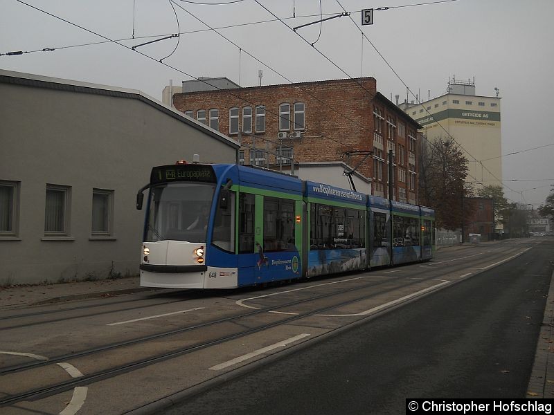 Bild: TW 648 auf der Linie 1 in der Vollbrachstraße.