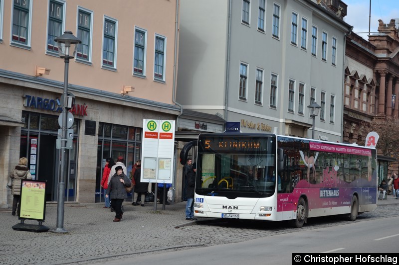 Bild: Wagen 163 als Linie 5 am Goetheplatz.