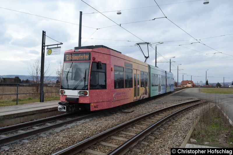 Bild: TW 602 als Linie 2 in Richtung Krämpfertor am Ringelberg.