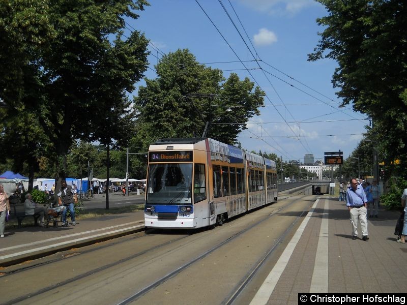 Bild: TW 1143 als Linie 34(Dienstfahrt) am Sportforum.